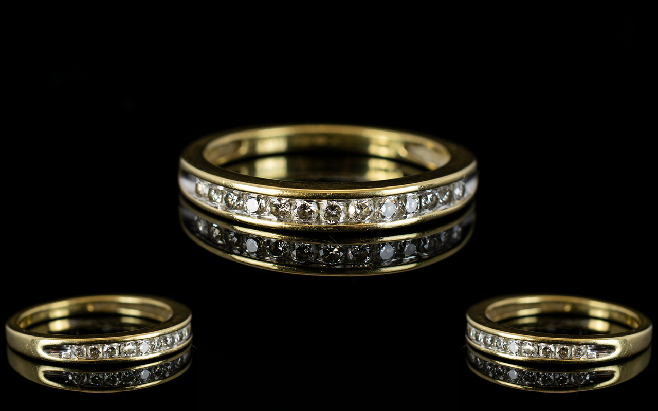 18ct Yellow Gold Diamond Set - Half Eternity Ring, Set with 13 Round Brilliant Cut Diamonds.