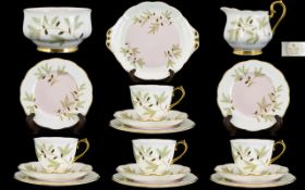 Royal Albert Braemar Pattern Part Tea Service Fifteen pieces in total to include twin handle cake