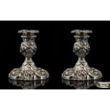 Victorian Period Stunning Pair of Superior and Pleasing Ornately Embossed Pair of Candlesticks with