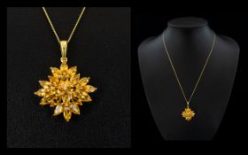 Citrine Star Cluster Pendant and chain, 4.