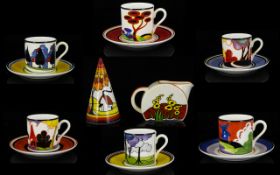 Wedgwood Clarice Cliff Fourteen Piece Limited Edition 'Cafe Chic' Espresso Set To include 12