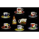 Wedgwood Clarice Cliff Fourteen Piece Limited Edition 'Cafe Chic' Espresso Set To include 12
