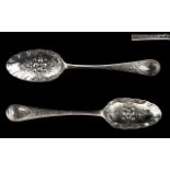 George II Pair of Excellent Quality Silver Berry Spoons In Wonderful Condition - Considering for