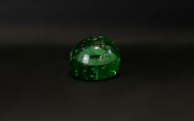 A Victorian 19th Century Green Glass Dump Height, 3 inches, diameter, 4 inches.