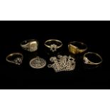 A Small Mixed Lot Of Jewellery Comprising two gold dress rings, each set with CZ,