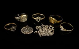 A Small Mixed Lot Of Jewellery Comprising two gold dress rings, each set with CZ,