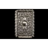 Art Nouveau - Impressive Rectangular Shaped Solid Silver Embossed Ornate Tray of Superior Quality &