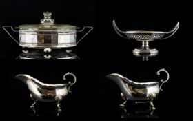 A Collection Of Silver Plated Items Four pieces in total to include Kylix form footed dish with