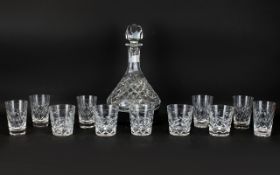 Cut Glass Drinking Set Comprising Eleven Glass Tumblers All With Star Burst Bases.