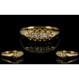 Victorian Period - Top Quality and Attractive 5 Stone Diamond Set Ring, Gallery Setting.