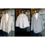 Three Vintage Fur Coats To include one silver grey faux fur jacket with exaggerated shawl collar,