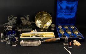A Mixed Lot Of Oddments And Collectibles To include plated crumb tray,