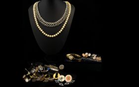 A Small Collection Of Costume Jewellery A varied lot to include paste set necklace, various enamel