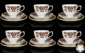 Colclough Bone China Set Of Six Trios Each in good condition, pattern number 8525. White ground with