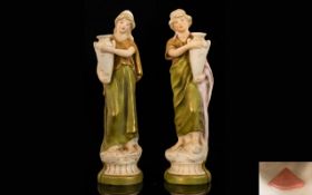 Royal Dux Two Small Royal Dux Water Carrier Figurines Each in the form of maidens in classical