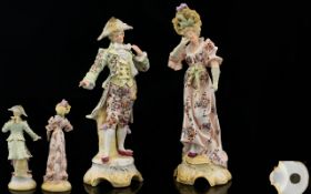 Early 20th Century - German Hand Painted Pair of Porcelain Figurines,