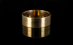 Gents - Large 9ct Gold Wedding Band Marked 9ct. Ring Size U - V. 7.3 grams.