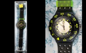 Swatch - Scuba 200 Black Wave - Shamu SD102 Quartz Divers Wrist Watch.