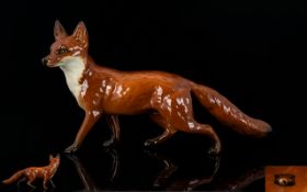 Beswick Ceramic Fox Figure Model number 1016A In red brown and white gloss colourway,