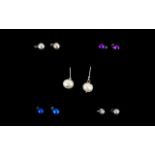 Set of Five Pairs of Interchangeable Fresh Water Pearl Earrings,