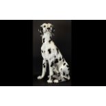 Italian - Life Size Hand Painted Realistic Ceramic Fireside Dog Figure ' Dalmation ' Seated.
