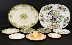 A Collection of 19th/20thC Cabinet Plates including 2 meat chargers,