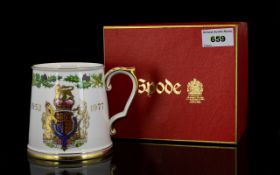 Spode Silver Jubilee Fine Bone China Tankard dated 1952-1977. As new, in original box.