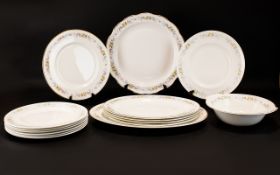 Staffordshire Bone China 'Mayfair' Part Dinner Service comprising; 7 dinner plates, one large oval