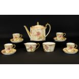 Wedgwood 19th Century Hand painted Coffee Service Comprising eleven Regency shape pieces each