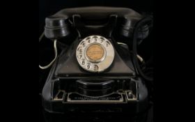 GEC Vintage Bakelite Telephone Early 20th Century Black rotary dial telephone of typical form with
