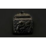 Oriental Terracotta Lidded Box Black gla