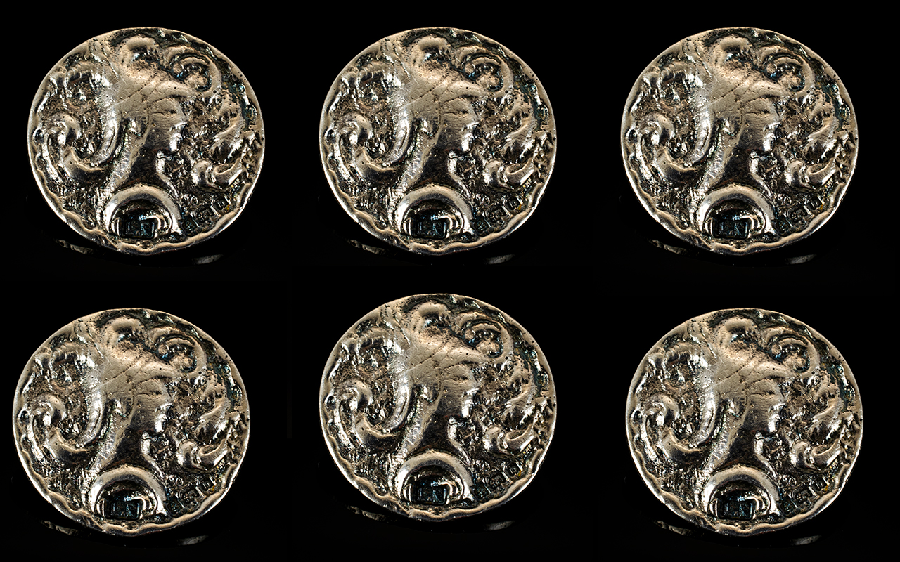 Arts and Crafts Period Set of Six Silver