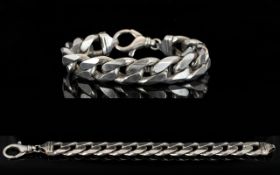 Gents - Solid Silver Flat Curb Bracelet
