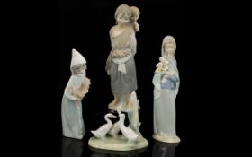 Three Lladro Figures To include 'Shepher