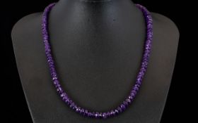 Amethyst Faceted Rondelle Bead Necklace,
