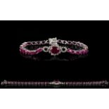 Ruby and White Topaz Accent Bracelet, th