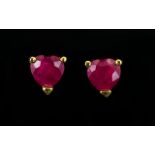 Ruby Heart Stud Earrings, solitaire hear