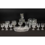 Attractive Glass Decanter & Six Matching