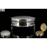 George V - Large and Impressive Solid Silver Circular Lidded Ladies Powder Bowl,