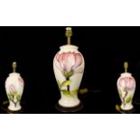 Moorcroft Lamp Base " Pink Magnolia " Design,