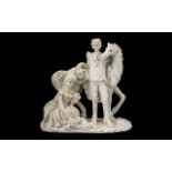 A Resin Figure Group Romantic figure group in white resin moulded to resemble plaster/parian ware.