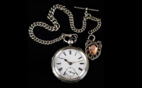 Victorian Period Nice Quality Solid Silver Open Faced Pocket Watch,