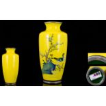 Japanese - Meiji Period 1864 - 1912 Stunning Quality Signed Imperial Yellow Signed Cloisonne on