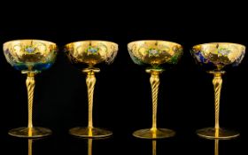 Four Mid Century Italian Gilt Glass Champagne Saucers All in very good condition,