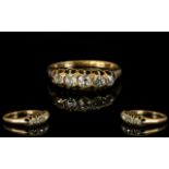 Antique Period 18ct Gold - 5 Stone Diamond Ring, Gallery Setting,