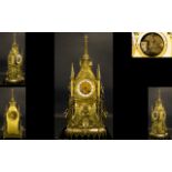 A Late Victorian Architectural Brass Mantle Clock of impressive proportions.