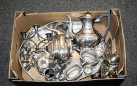 A Collection Of Silver Plated Ware To Include Four Piece Tea Set, Gravy Boat, Large Tray,