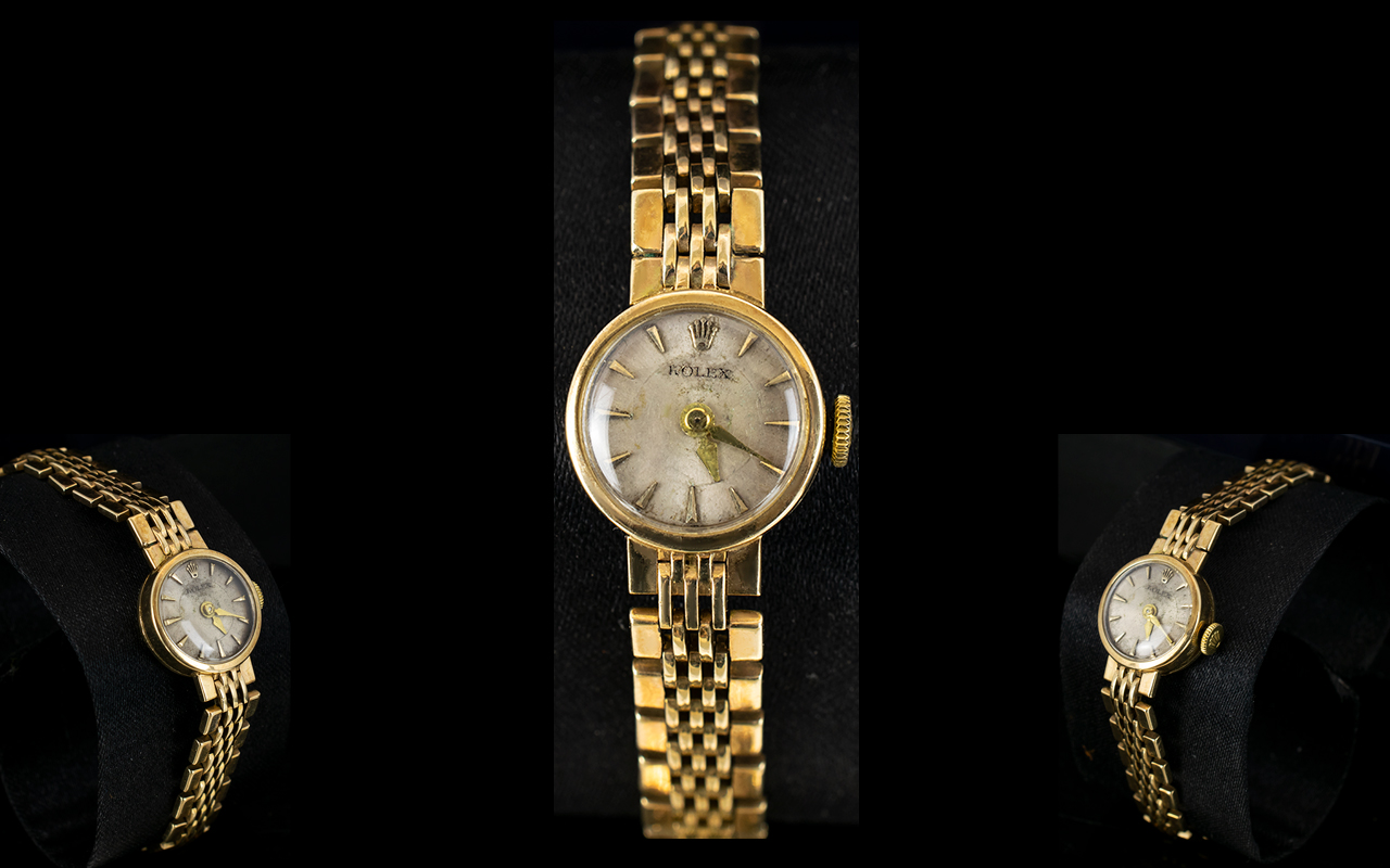 Rolex Ladies 9ct Gold Mechanical Cocktail Wrist Watch, with 17 Jewels Rubies Movement,