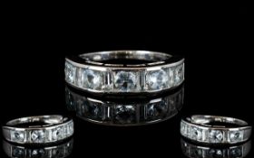 Aquamarine Half Eternity Band Ring,