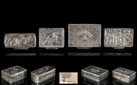 A Good Collection of Excellent Quality Vintage Silver Lidded Pill Boxes ( 4 ) In Total.